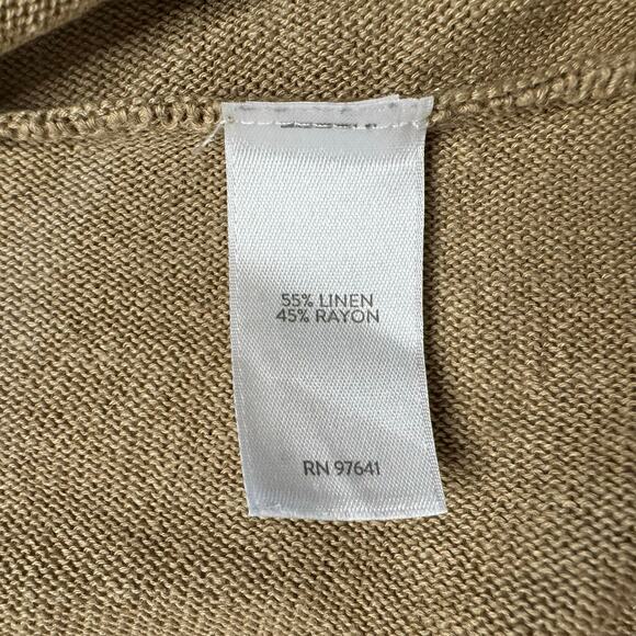 J.JILL Tan Linen Blend Fringe Open Cardigan Sweater Size Small Petite Capsule - Picture 7 of 10